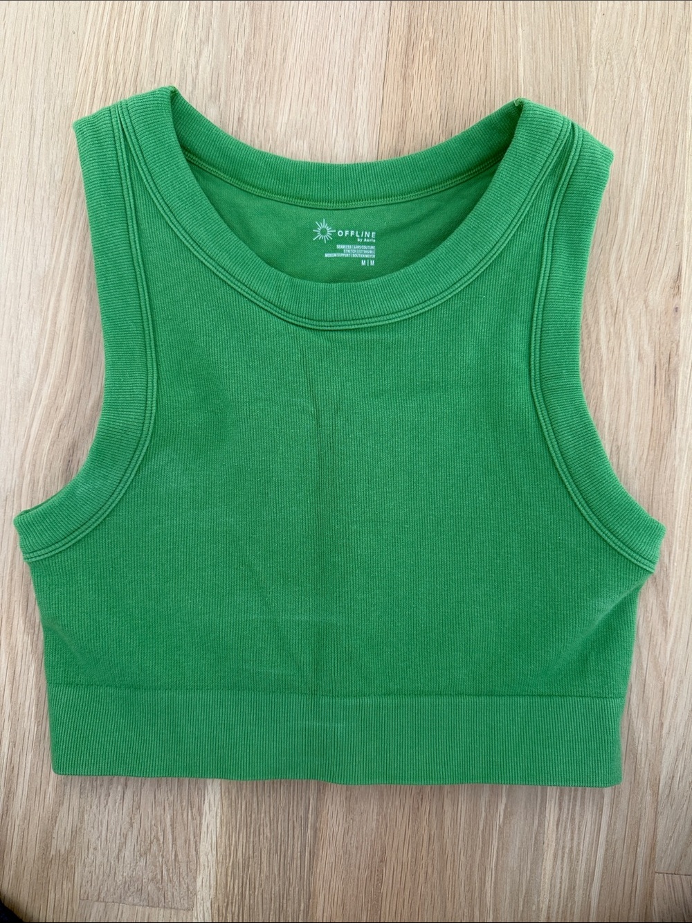 Offline Green Ribbed cropped Tank medium